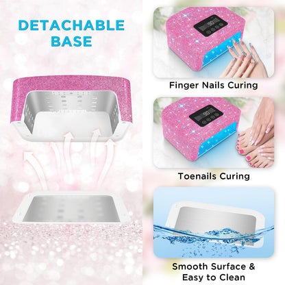Aedavey Cordless UV Nail Lamp – Rechargeable, 4 Timer Modes, Sparkling Rhinestones
