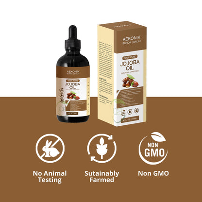 AEKONIK Organic Cold-Pressed Jojoba Oil — Hydrating Skincare for Skin, Hair & Body | Non-GMO, Vegan & Cruelty-Free | 118 ml