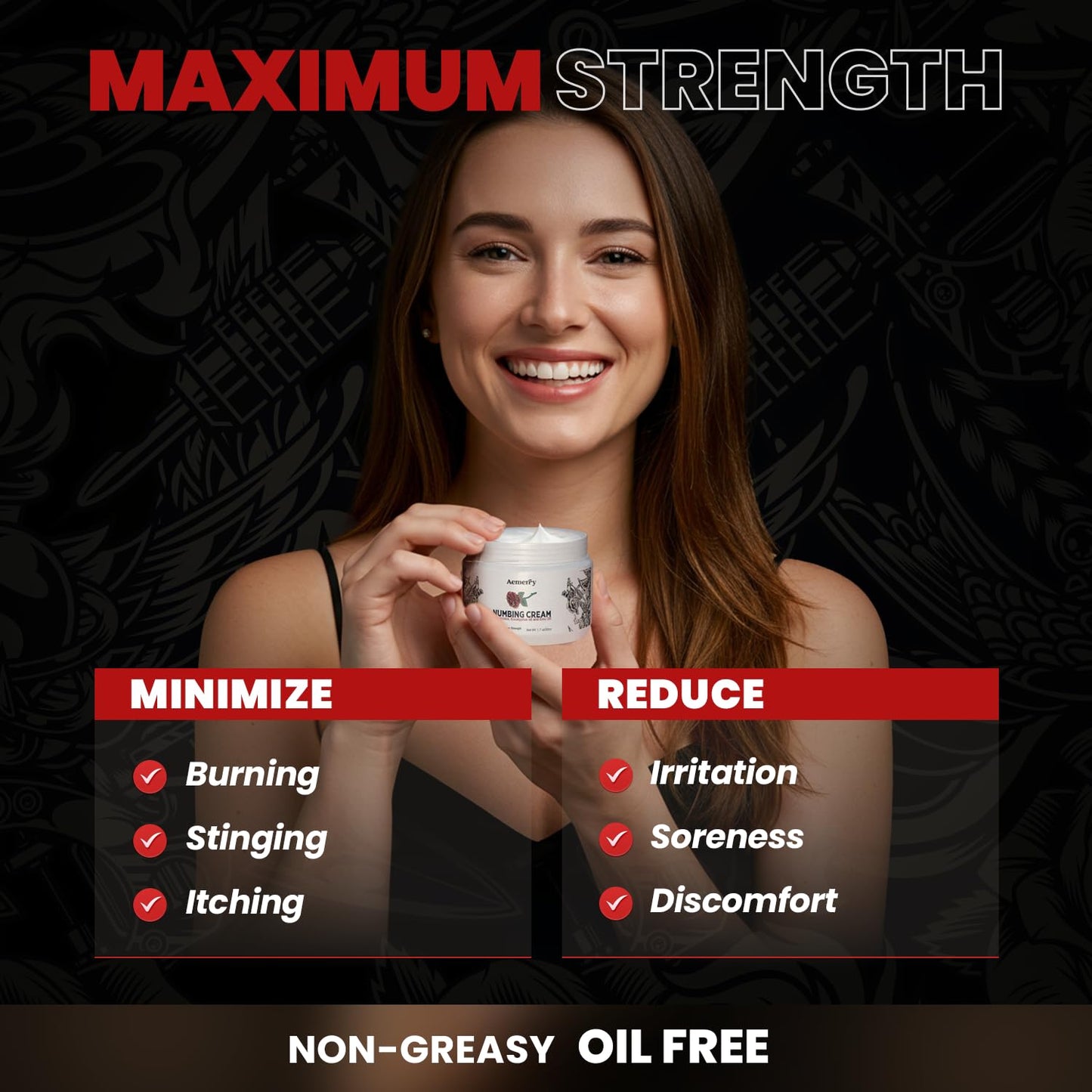 Aemerry Tattoo Numbing Cream Maximum Strength – Up to 6 Hours of Numbness | Extra Strength Numbing Cream (White)