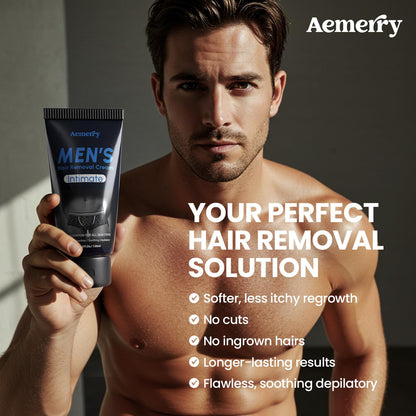Aemerry Hair Removal Cream for Men — Painless Manscaping, Aloe Vera & Vitamin E | 4.2 oz