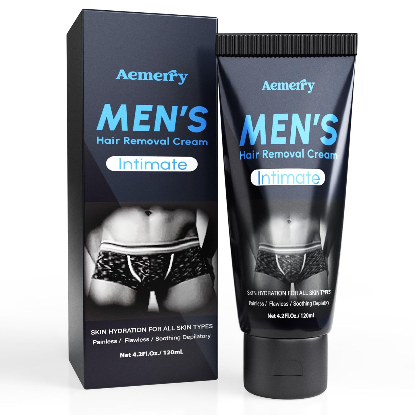 Aemerry Hair Removal Cream for Men — Painless Manscaping, Aloe Vera & Vitamin E | 4.2 oz