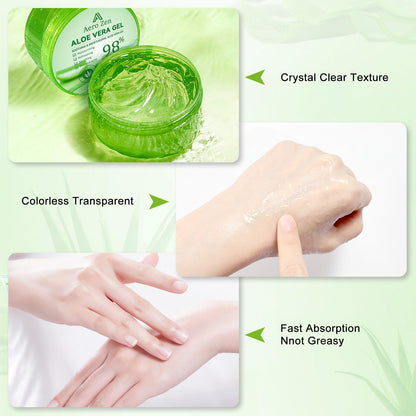 Aero Zen Organic Aloe Vera Gel – 98% Pure, 10oz for Face, Body & Hair