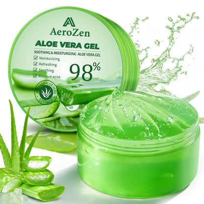 Aero Zen Organic Aloe Vera Gel – 98% Pure, 10oz for Face, Body & Hair