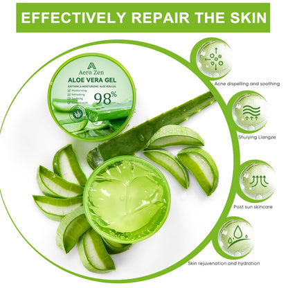 Aero Zen 3-Pack Pure Aloe Vera Gel – 98% Aloe for Face, Body & Hair (30oz)