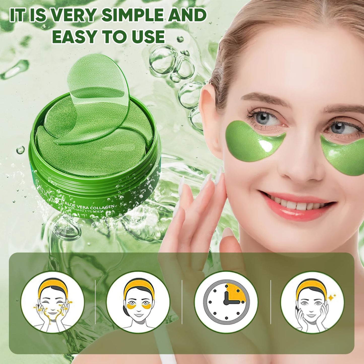 Aero Zen Aloe Vera Eye Mask (120 pcs) – Hydration, Puffiness & Dark Circle Support