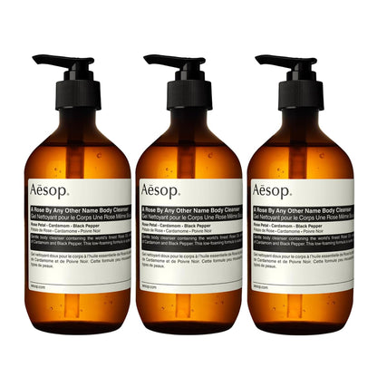 Aesop A Rose By Any Other Name Body Cleanser – Gentle Rose Petal Oil & Skin-Softening Botanicals | 16.9 oz / 500 mL (Pack of 3)