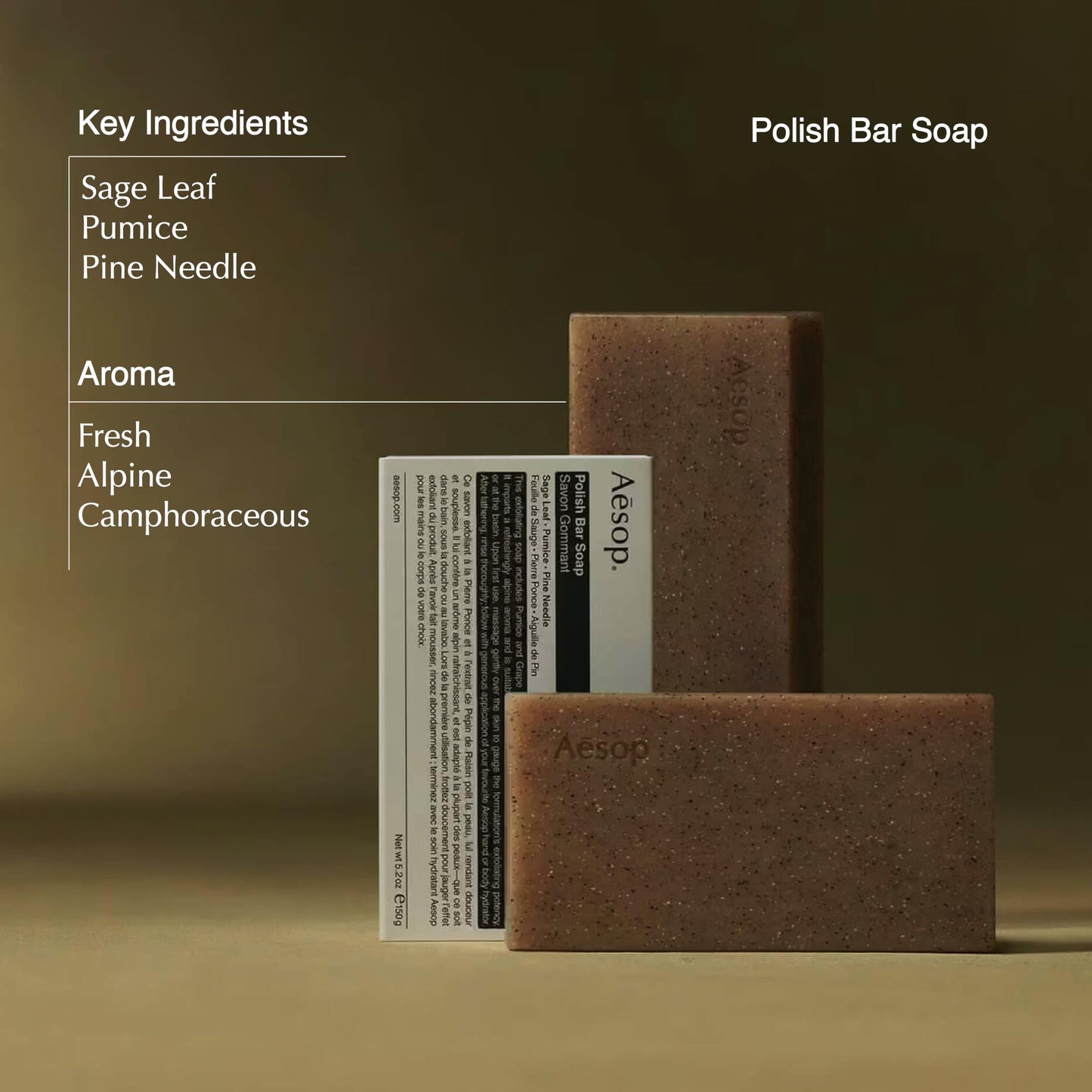 Aesop Bar Soap Trio – Cleanse, Exfoliate & Nourish (5.2 oz x3) | All Skin Types