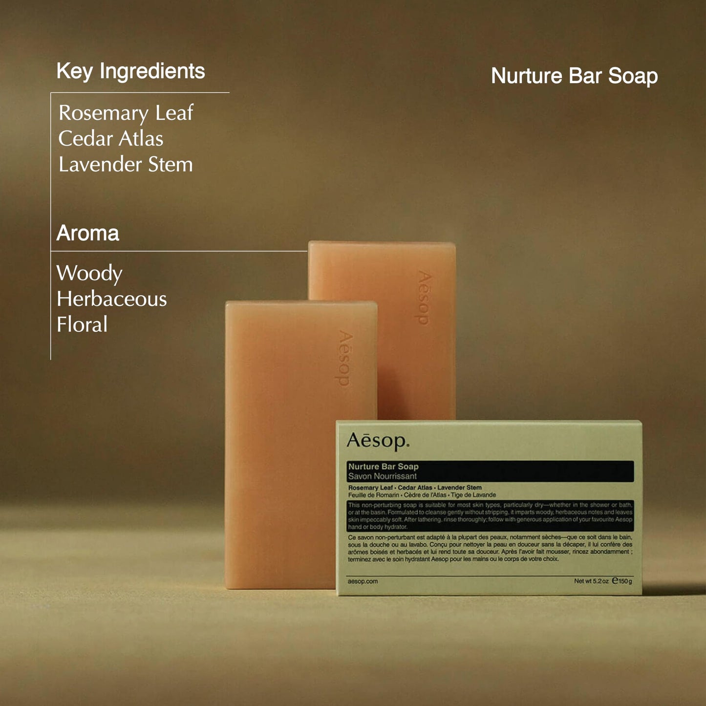 Aesop Bar Soap Trio – Cleanse, Exfoliate & Nourish (5.2 oz x3) | All Skin Types