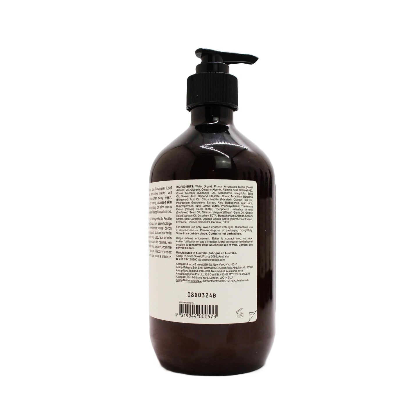Aesop Geranium Leaf Body Balm | Soothing Hydration with Geranium Leaf, Mandarin Rind & Bergamot Rind | Green Citrus Scent | 500 mL