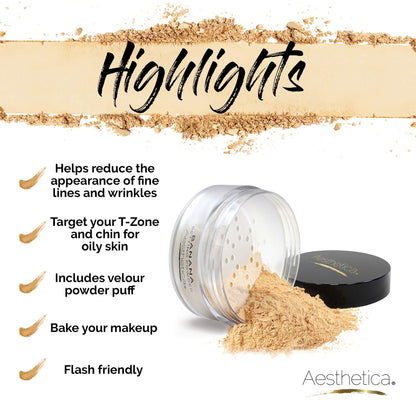 Aesthetica Banana Loose Setting Powder – Matte Finish with Velour Puff
