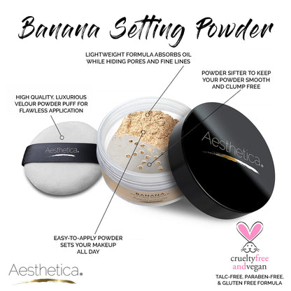 Aesthetica Banana Loose Setting Powder – Matte Finish with Velour Puff