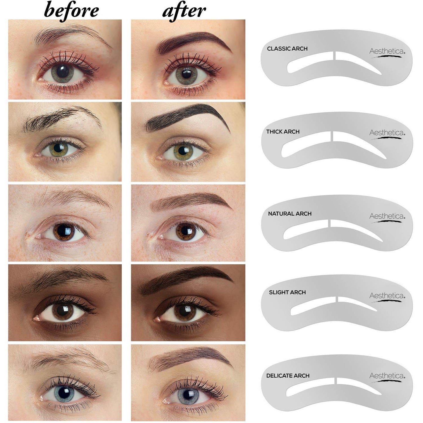 Aesthetica Brow Contour Kit – 16-Piece Eyebrow Palette with Powders, Stencils & Highlighter