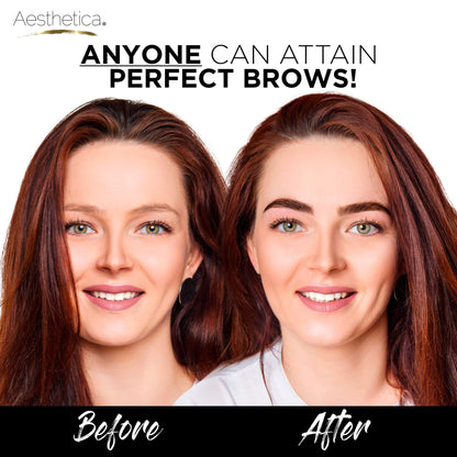 Aesthetica Brow Contour Kit – 16-Piece Eyebrow Palette with Powders, Stencils & Highlighter