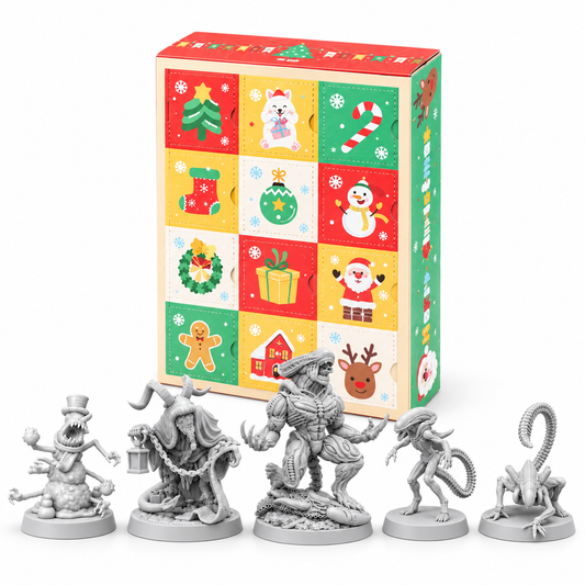 Resin Miniatures 12 Days of Christmas Advent Calendar - Choose your own - Sci-Fi, Dungeons and Dragons, Cyberpunk, 32mm - 12 Day Calendar