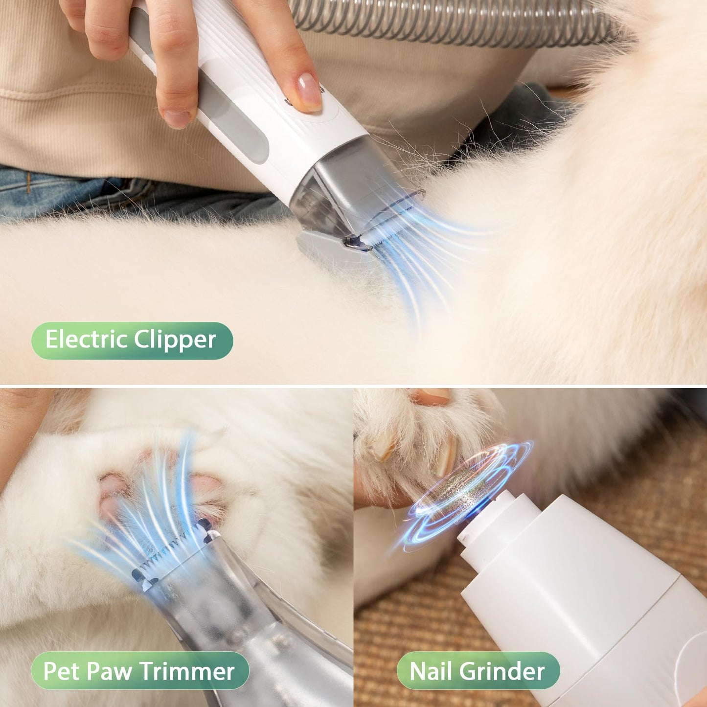 Afloia 6-in-1 Dog Grooming Kit with Vacuum Suction | Low Noise, Cordless Clipper