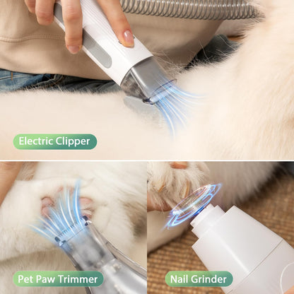 Afloia 6-in-1 Dog Grooming Kit with Vacuum Suction | Low Noise, Cordless Clipper