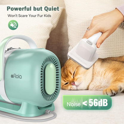 Afloia 6-in-1 Dog Grooming Kit with Vacuum Suction | Low Noise, Cordless Clipper
