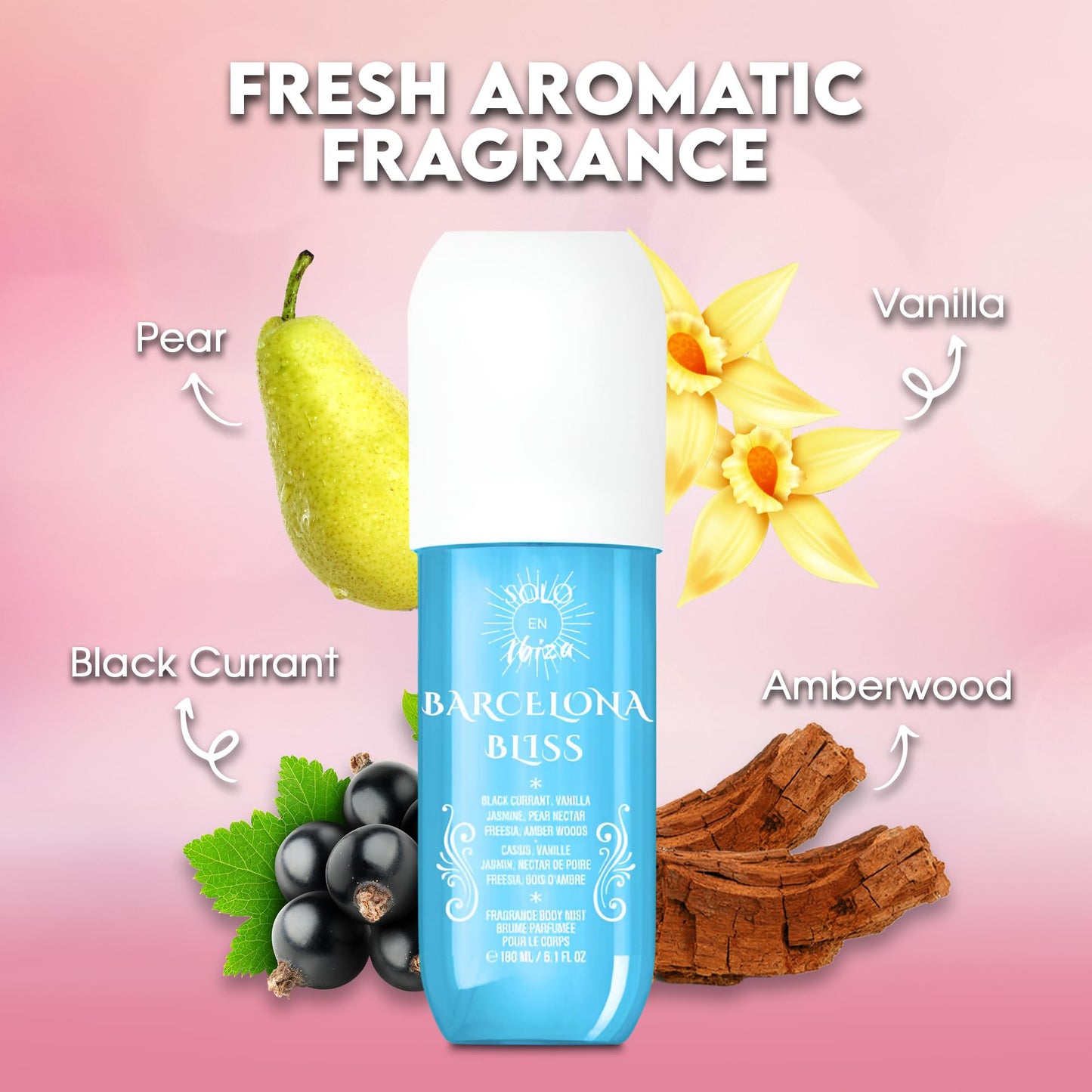 AFLUXE Barcelona Bliss Perfume Mist for Women – 180ml, Floral & Fresh Notes, Long-Lasting