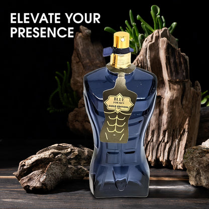 AFLUXE Blue For Men Gold – Sensual Woody Eau de Parfum, Long-Lasting Fresh & Warm Scent, 100 ml