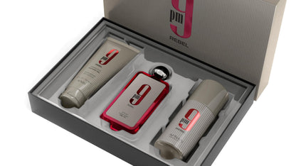 Afnan 9 PM Rebel Unisex Luxury Gift Set – EDP 3.4 oz, Deodorant 5 oz, Shower Gel 5 oz
