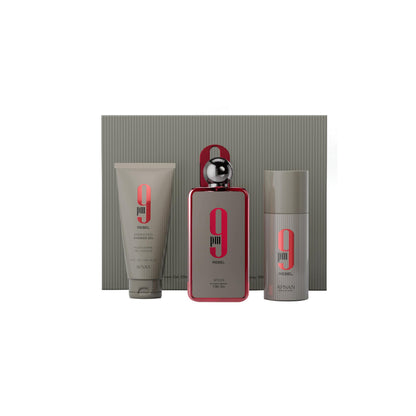 Afnan 9 PM Rebel Unisex Luxury Gift Set – EDP 3.4 oz, Deodorant 5 oz, Shower Gel 5 oz