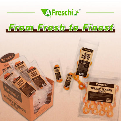 AFreschi Turkey Tendons for Dogs — USA-Sourced, Rawhide-Free Chews for Medium Breeds (10 oz)
