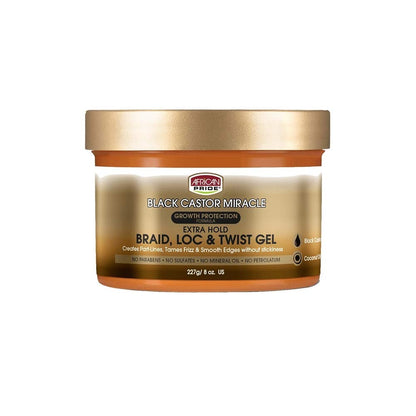 [Pack of 3] African Pride Black Castor Miracle Extra Hold Braid Loc & Twist Gel 8oz