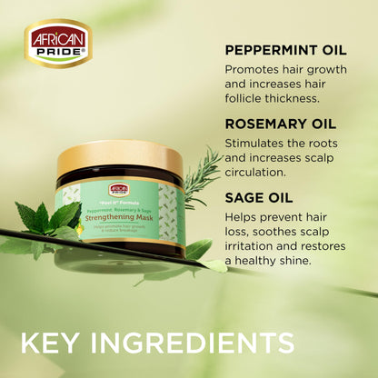 Feel It Formula Hair Strengthening Mask – Peppermint, Rosemary & Sage – Growth & Nourishing Treatment | African Pride 12oz (Pack of 3)