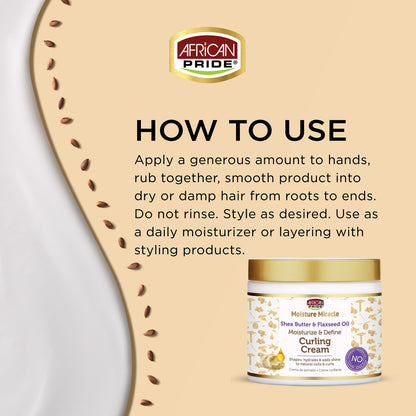 African Pride Moisture Miracle Curling Cream — 15 Oz (3 Pack) for Defined, Shiny Curls