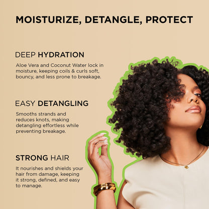 African Pride Moisture Miracle Pre-Shampoo Detangler with Aloe & Coconut Water (3 Pack) – Hydration, Slip & Gentle Detangling for Natural Curls | 18 oz