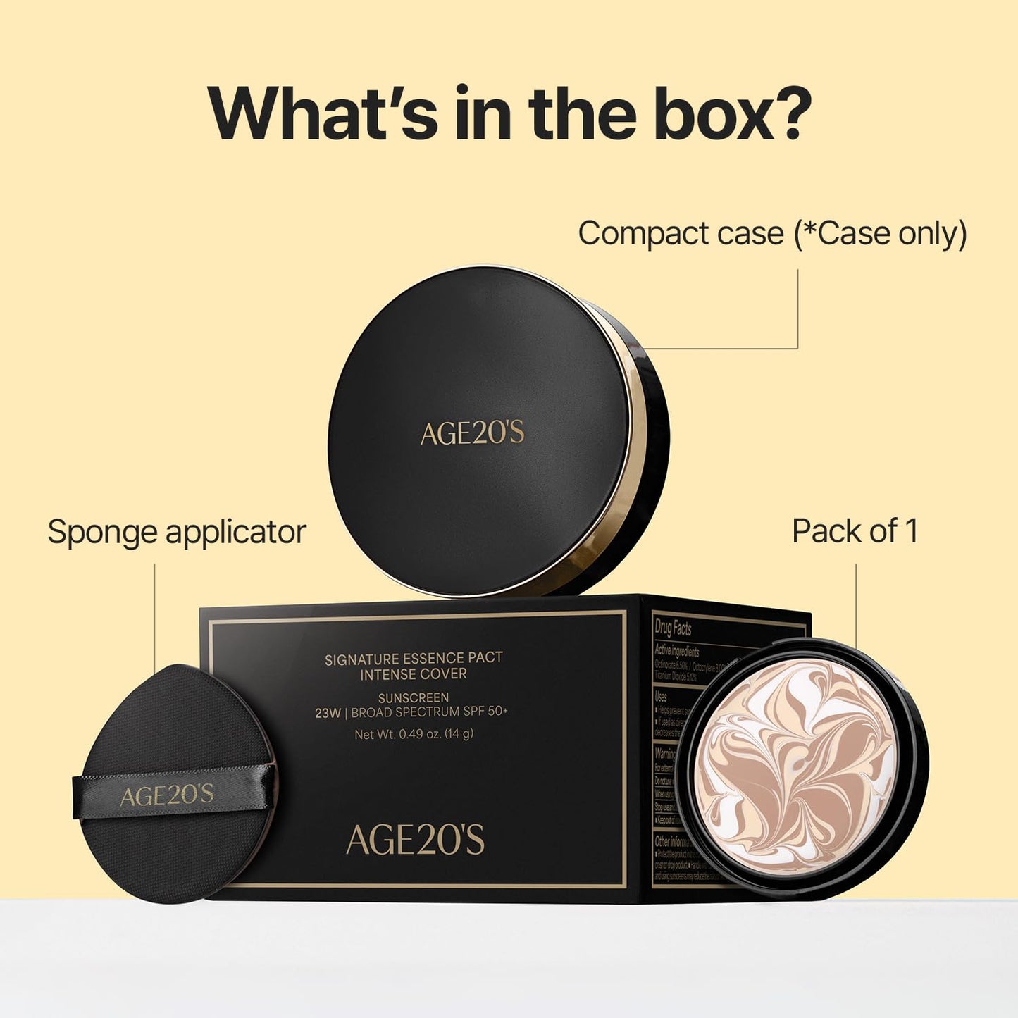AGE 20's Signature Essence Pact 23W BEIGE – Vegan Cushion SPF 50+