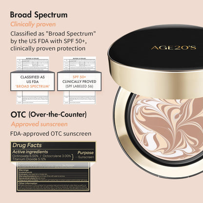 AGE20'S Signature Essence Pact SPF 50+ Cream Foundation - 25N Sand | Dewy Cushion Finish