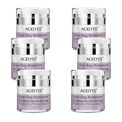 Agelyss Eye-Bag Cream — Deep Hydration for Puffiness, Dark Circles & Wrinkles | Vegan, Cruelty-Free, Paraben-Free | Pack of 6