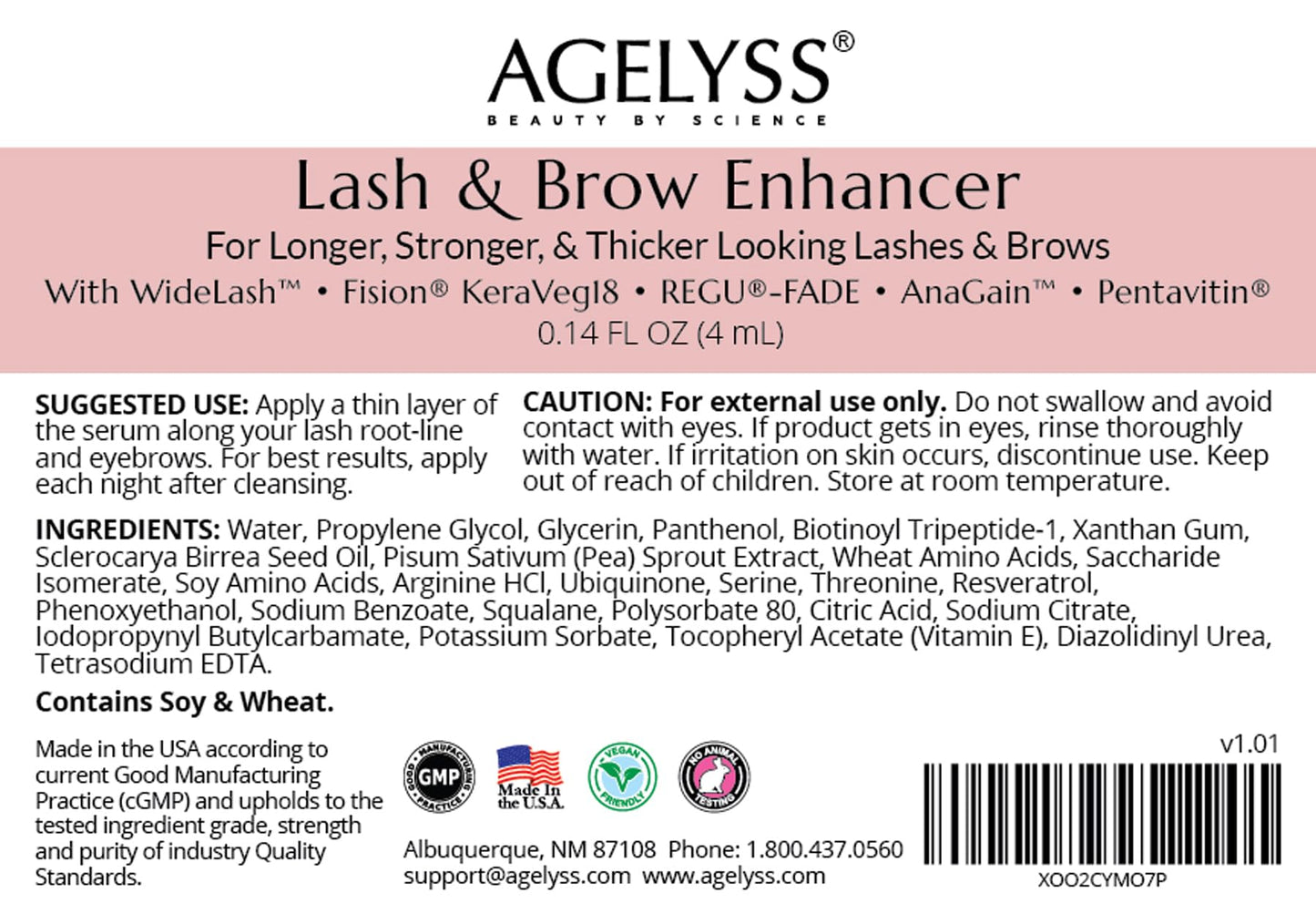 Agelyss Lash & Brow Enhancer – Longer, Stronger & Thicker Lashes and Brows (3 Bottles)