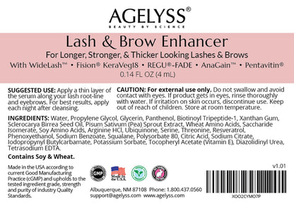 Agelyss Lash & Brow Enhancer – Longer, Stronger & Thicker Lashes and Brows (3 Bottles)