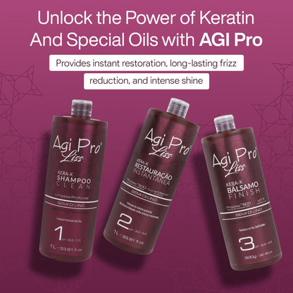 AGI PRO LISS Brazilian Keratin Hair Treatment Kit – Smooth, Shiny, Frizz-Free
