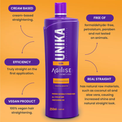 Agilise UNIKA Brazilian Keratin Hair Treatment – Formaldehyde-Free Blowout Cream with Ojon Oil