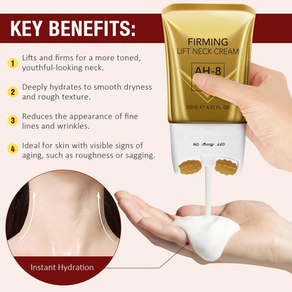AH8 Neck Firming Cream with Hexapeptide – Intensive Moisturizing & Tightening Lotion (4.23 oz)
