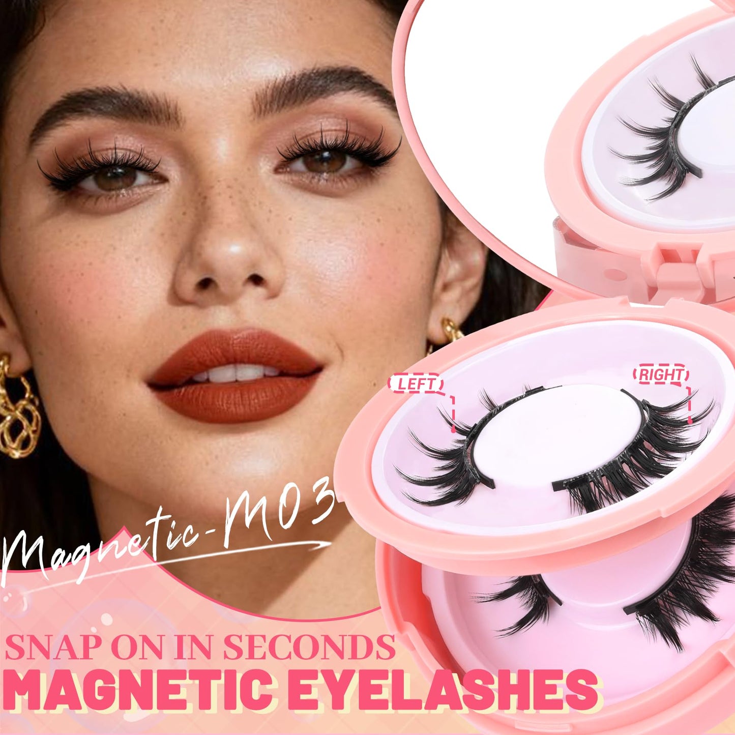 Ahrikiss Magnetic Eyelashes – 2 Pairs, Reusable, No Glue, Applicator Included