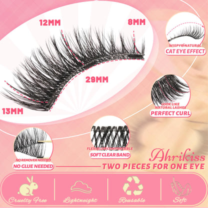 Ahrikiss Magnetic Eyelashes | 1 Pair Reusable Cat Eye Lash Kit (M02)
