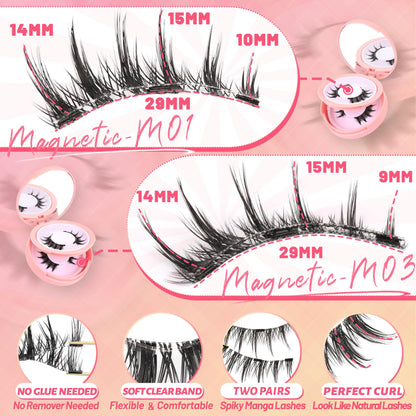 Ahrikiss Magnetic Eyelashes – 2 Pairs, Reusable, No Glue, Applicator Included