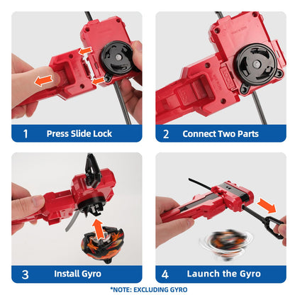 AIBREAY X Winder Launcher with X Grip – Easy Control, Red Battling Gyro Accessory