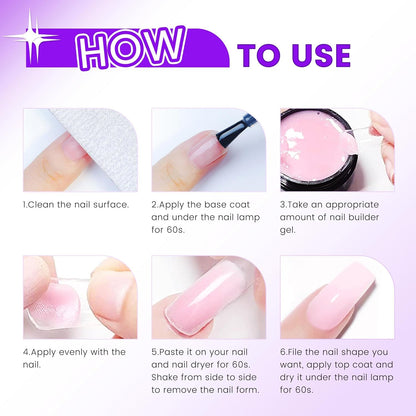 AIJIMEI Solid Builder Gel Kit – 4-in-1 Nail Extension Gel (15ml) for DIY at-home Manicure