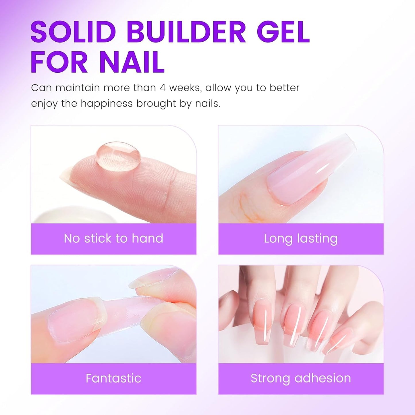 AIJIMEI Solid Builder Gel Kit – 15ml 4-in-1 Nail Extension Gel with Tools (UV/LED)