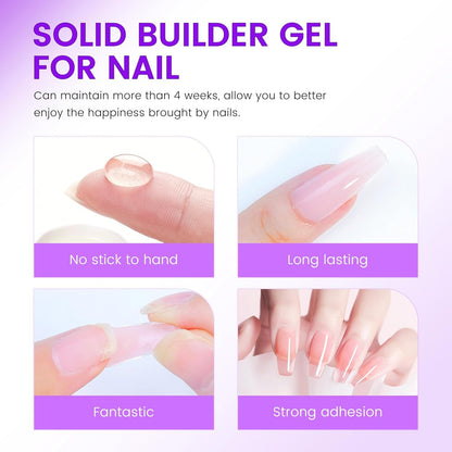 AIJIMEI Solid Builder Gel Kit – 15ml 4-in-1 Nail Extension Gel with Tools (UV/LED)