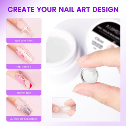 AIJIMEI Solid Builder Gel Kit – 15ml 4-in-1 Nail Extension Gel with Tools (UV/LED)