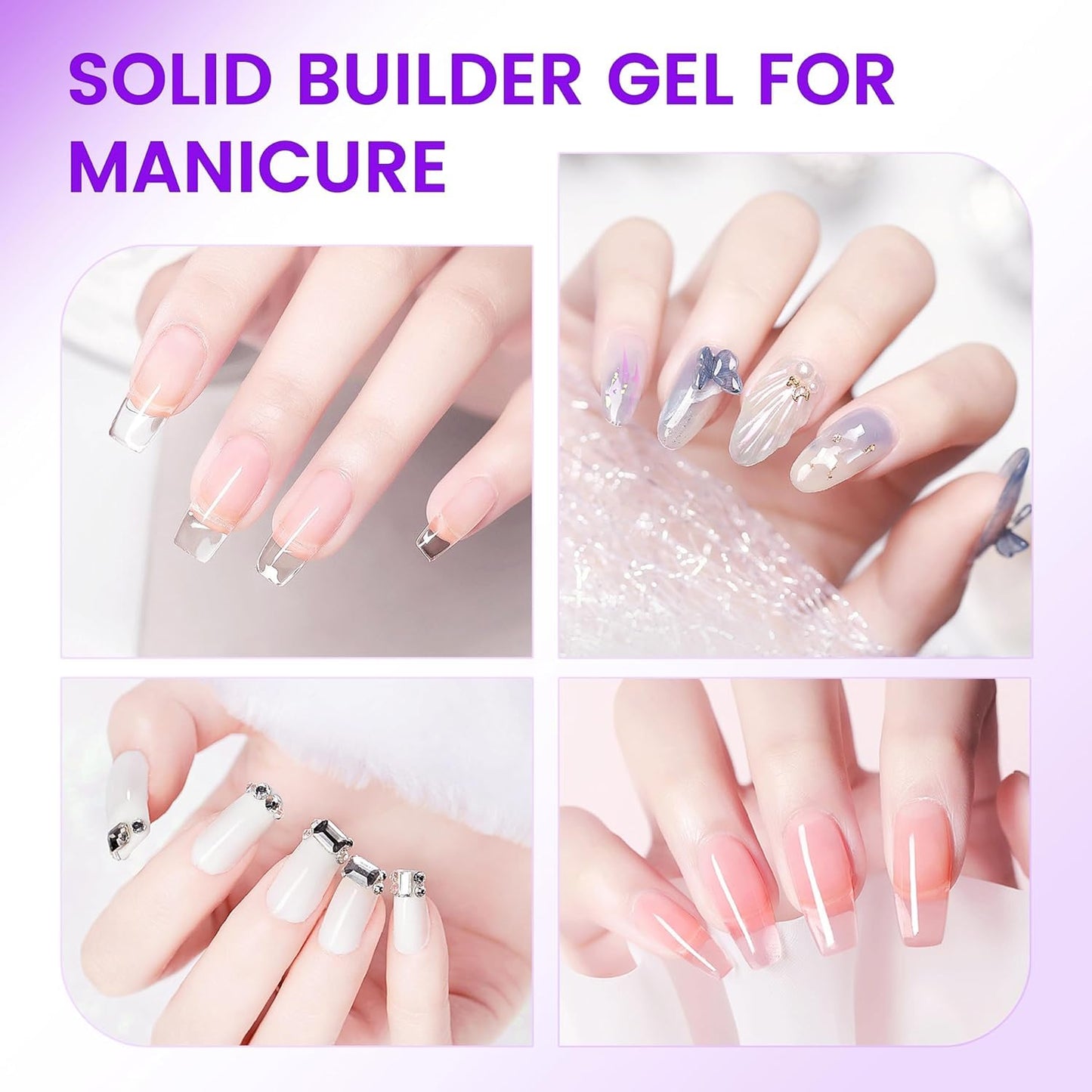 AIJIMEI Solid Builder Gel Kit – 4-in-1 Nail Extension Gel (15ml) for DIY at-home Manicure
