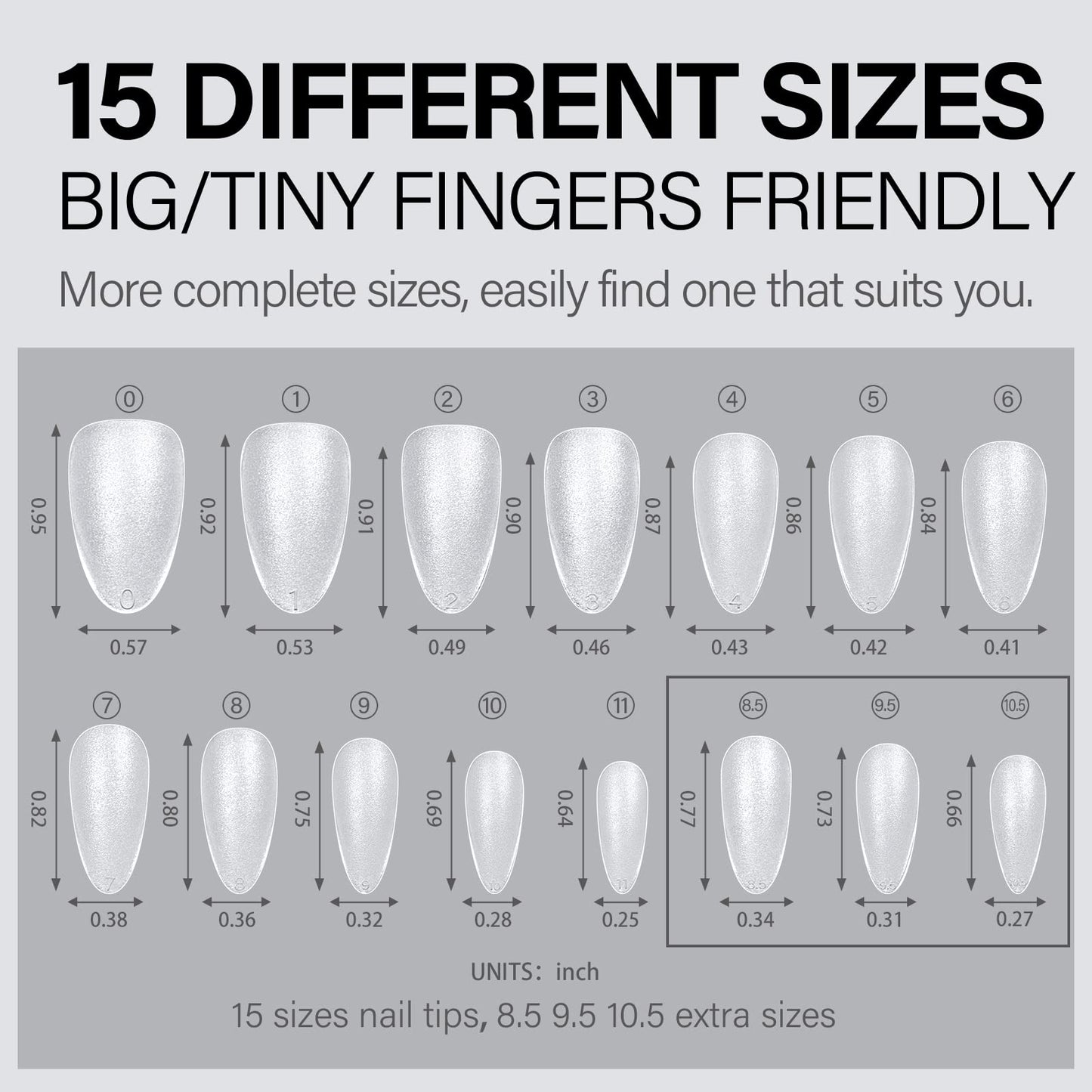 AILLSA Almond Nail Tips 450pcs – Soft Full Cover Gel Tips, Matte, 15 Sizes, Easy Press-On