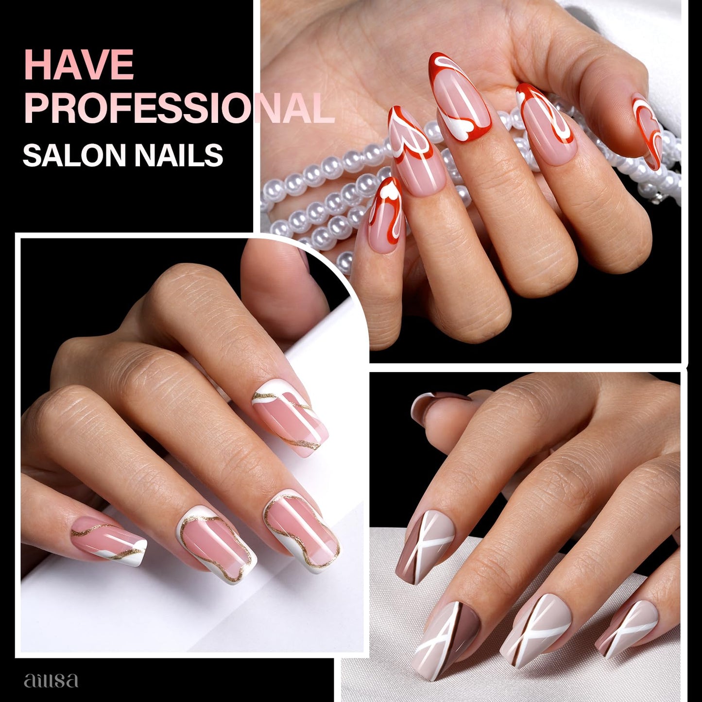 AILLSA Short Coffin Nail Tips for DIY Beginners – 450pcs, 15 Sizes, Half Matte Finish