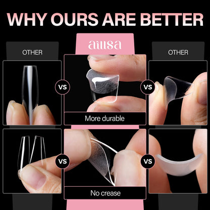 AILLSA Extra Short Square Nail Tips – 450pcs, 15 Sizes, Half-Matte Finish, Gel Nail Tips